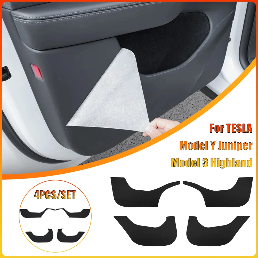 4-piece Set Door Kick Pad for TESLA Model Y Juniper Model 3 Highland Front and Rear Door Panel Protection Pad Anti Trampling