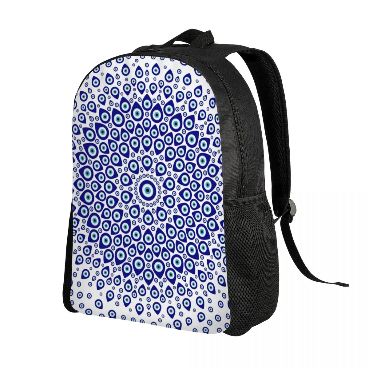 Nazar Turkish Eye Circular Ornament Travel Backpack School Computer Bookbag Amulet Boho Hamsa College Student Daypack Bags