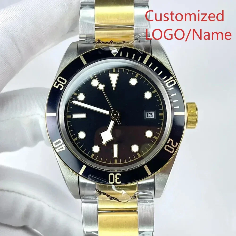 Роскошные автоматические механические часы для мужчин, браслет из нержавеющей стали, черный керамический безель, наручные часы по индивидуальному заказу