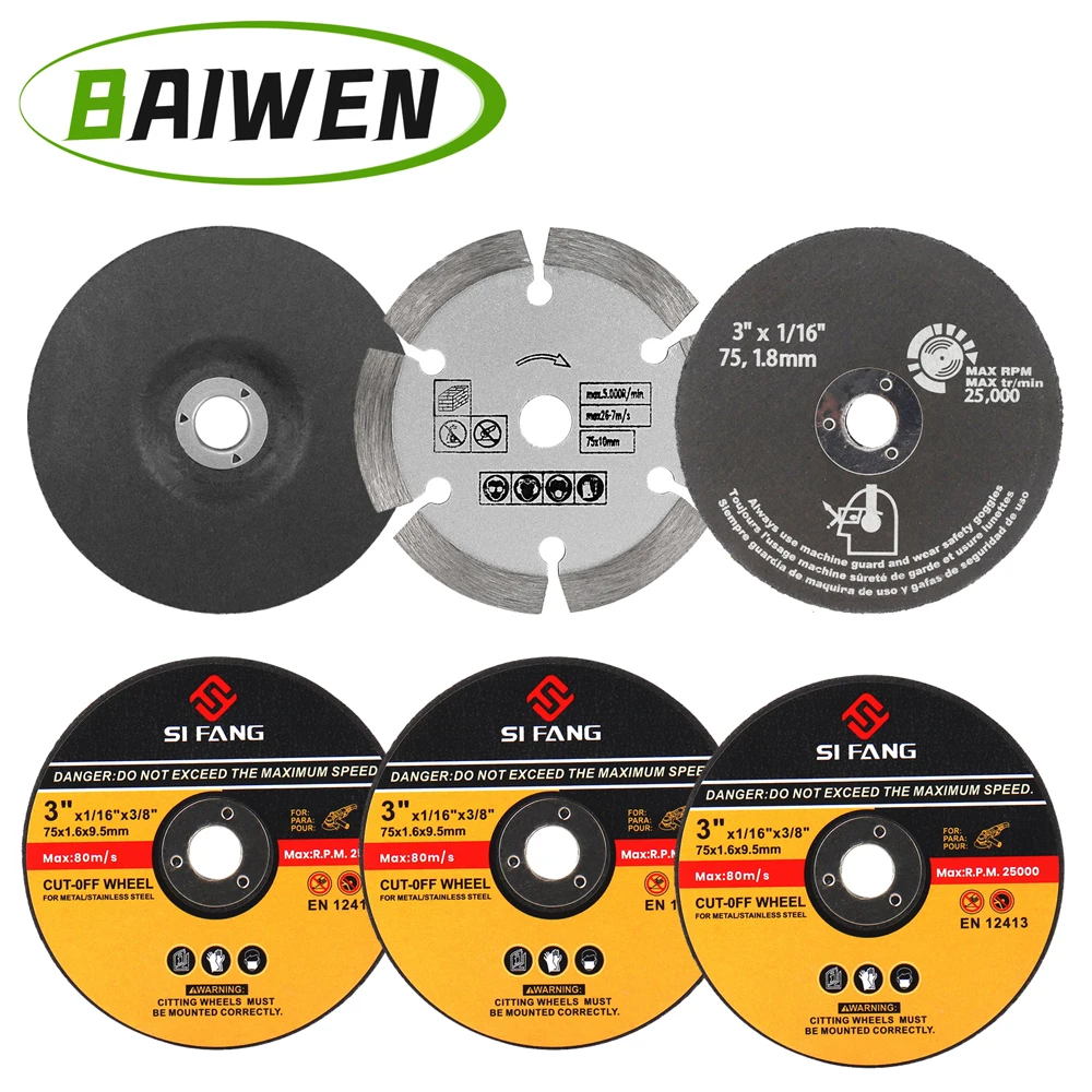 6pcs 75mm Grinding Wheel Metal Cutting Disc Resin Cut Off Wheel Stone Cutting Wheel Angle Grinder Accessories for Electric Tool