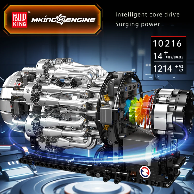 Mold King 10216 Technische Automotor Speelgoed De Gemotoriseerde Turbojet Motor Bouwsteen Assemblage Motor Baksteen Kid Kerstcadeau