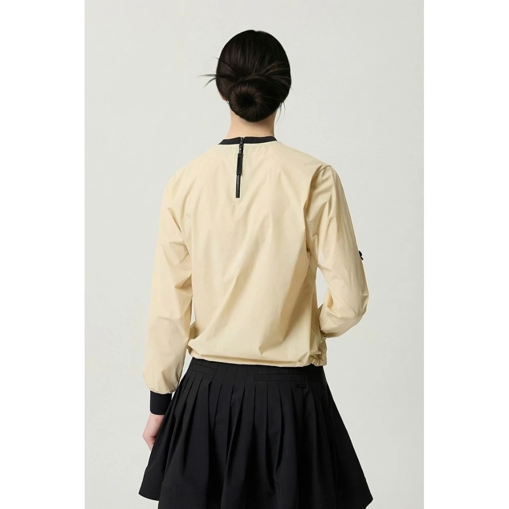 2026 Spring Summer Korean Sporty Women's Golf Top Half-Zip Lightweight Logo Stretch Slim Fit Crewneck Tennis Yoga Sports Top