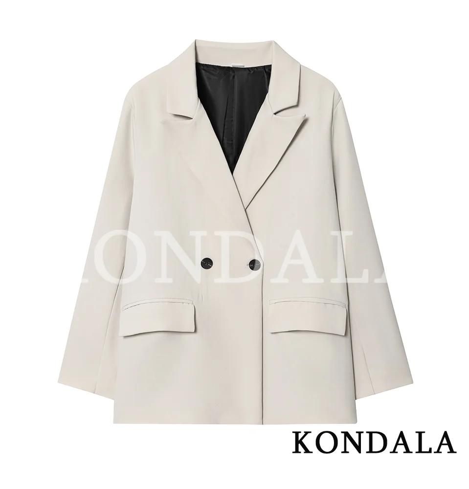 KONDALA Elegante Pendelen Double-Breasted Blazer Vrouwen Vintage Bruine Knoppen Blazer 2026 Lente Zomer Trendy Kantoor Dame Blazer