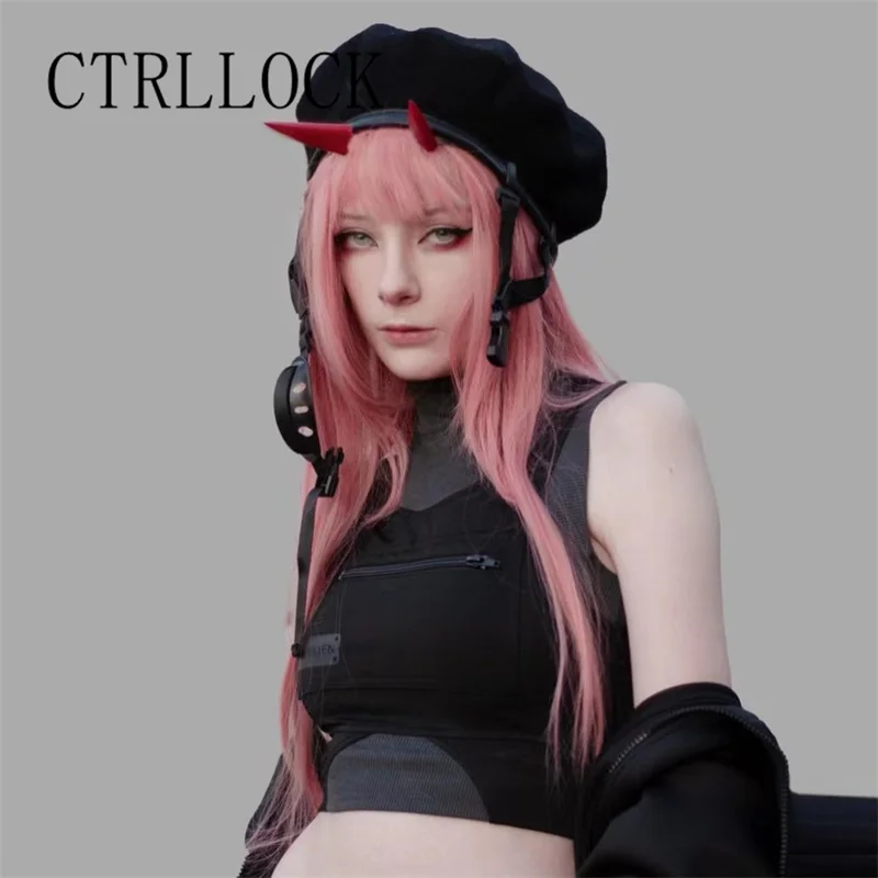 CTRLLOCK Techwear Punk Sleeveless Elastic Color Patchwork Pocket Women's Tank Tops Summer Streetwear