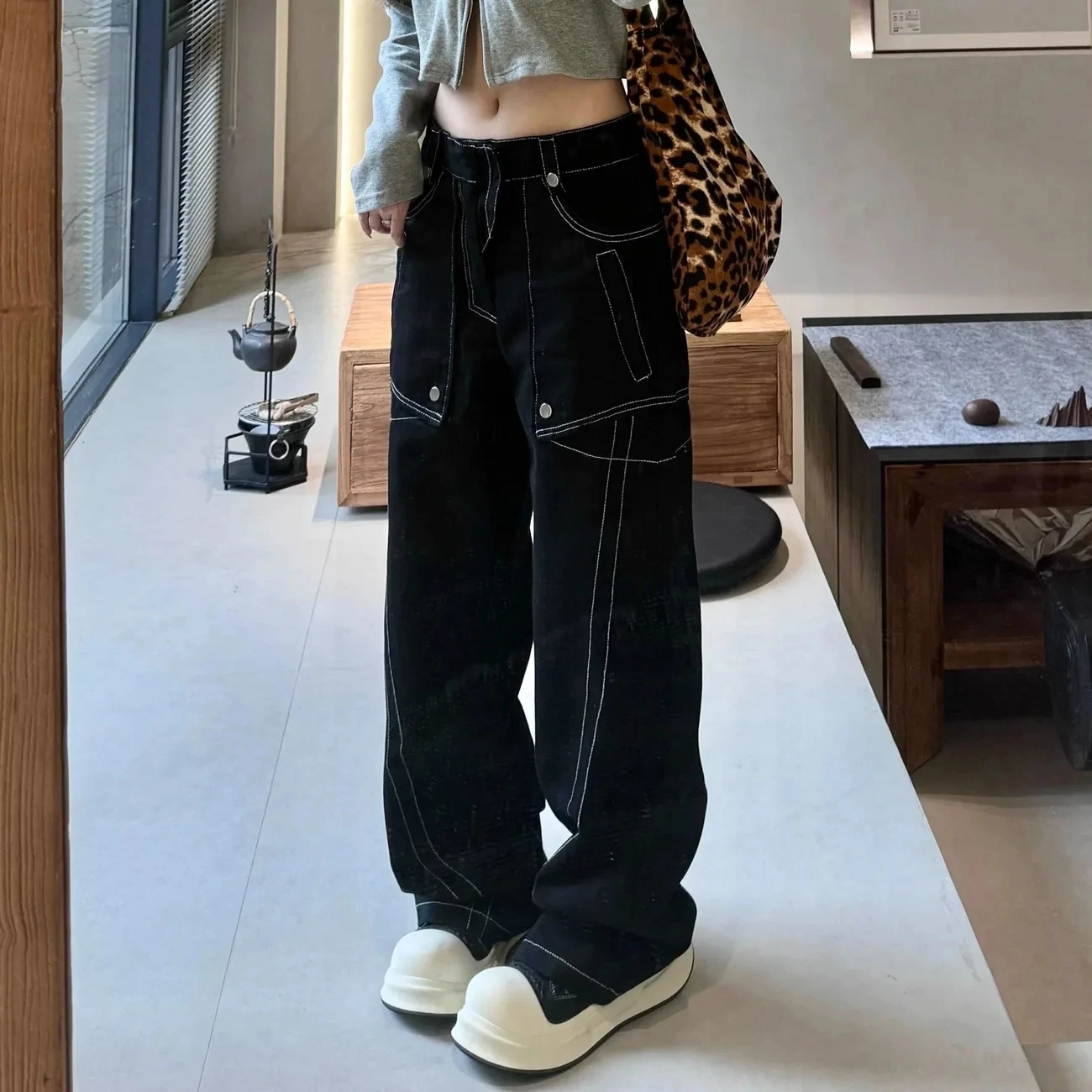 Trendy American Retro Wide Leg Jeans Women High Waist Loose Fit Straight Denim Pants Female Vintage Basic Simple Chic Jeans
