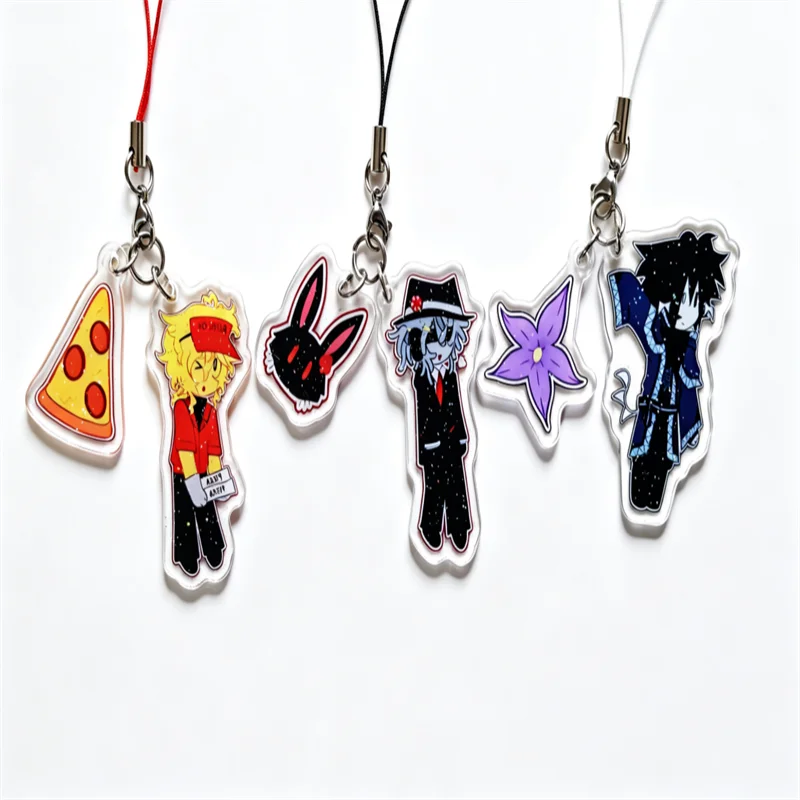 RBLX FORSAKEN Chance Two Time Elliot Acrylic Glitter Phone Charms Kawaii cartoon game Character pendant