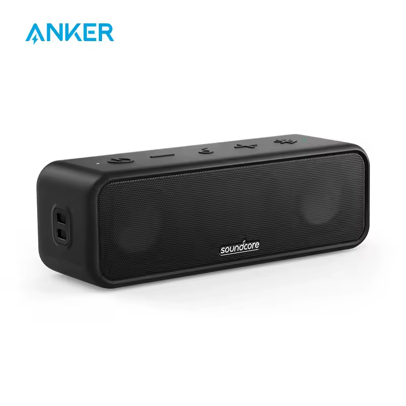 Soundcore by Anker, Soundcore 3 caixa de som bluetooth com som estéreo, drivers de diafragma de titânio puro, tecnologia PartyCast, BassUp, 24 horas de som sem recarregar