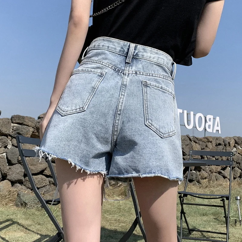 Short en jean taille haute avec pompon pour femme, pantalon court en denim avec lettre imprimée, mode chaude, 2023