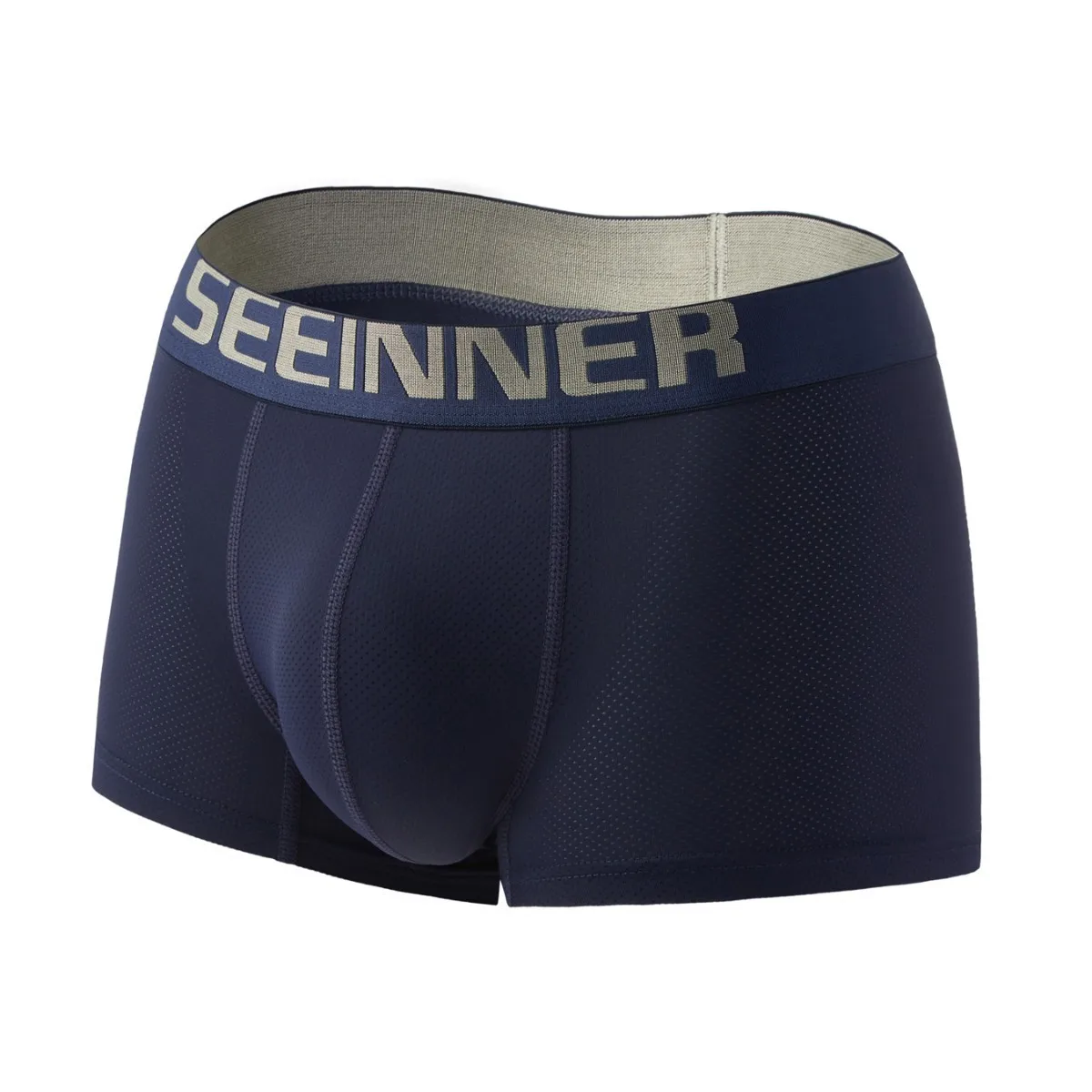 

Летние мужские боксеры с объемным поясом с надписью, из ледяного шелка, дышащие, сетчатые, с охлаждающим эффектом, бесшовные, предотвращающие натирание, свободного кроя