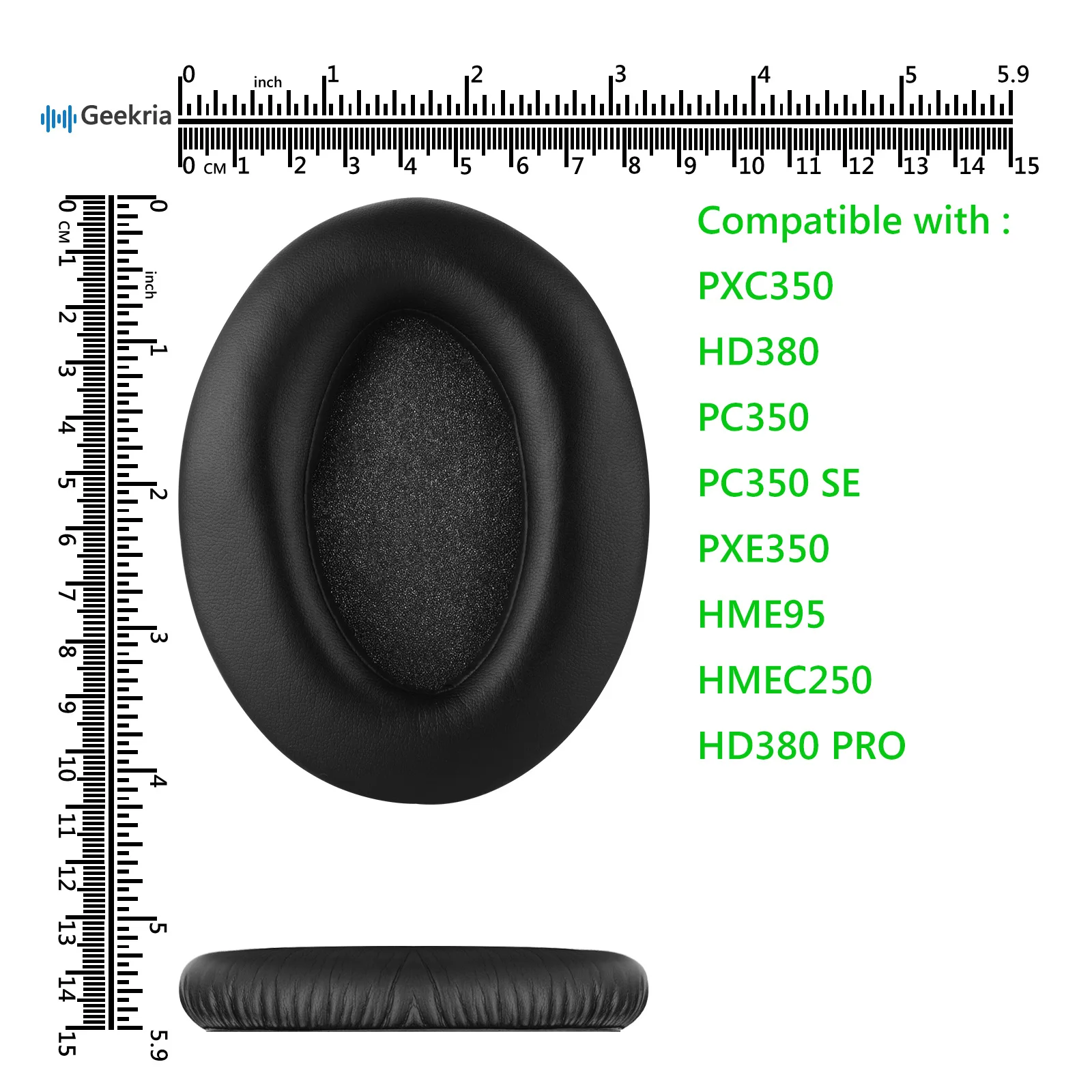 Geekria Earpads for Sennheiser HD380 PRO PC350 PXC350 PXE350 HME95 Headset Replacement Headphones Protein Leather Ear Pads Cover