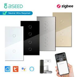 BSEED  Zigbee Smart Light Switches 2/3/4/6Gang Double Wall Touch Switches Tuya Smart Life Alexa App Control Neutral Version