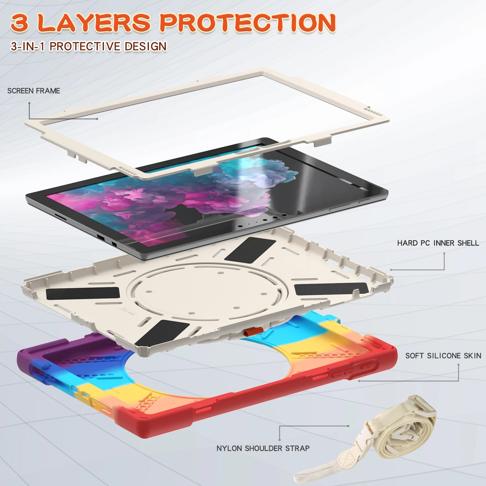 Mode tasche für Surface Pro 4/5/360 6/7 ° Drehst änder/Hands ch laufe stoß feste Abdeckung für Microsoft Surface Pro 4/5/-- 5 Farben