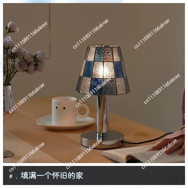 for Retro desk lamp master bedroom bedside Tiffany stained glass study light luxury high-end desktop atmosphere light