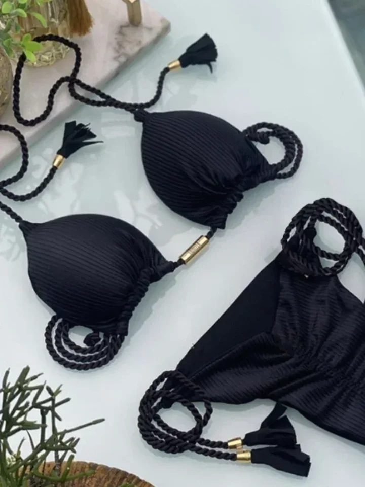 

Swimwear Beach Vacation Outfits Thong Bikini Set Swimsuits Sexy Girl Bikinis Triangle Bandage Female Clothing Beachwear 2024