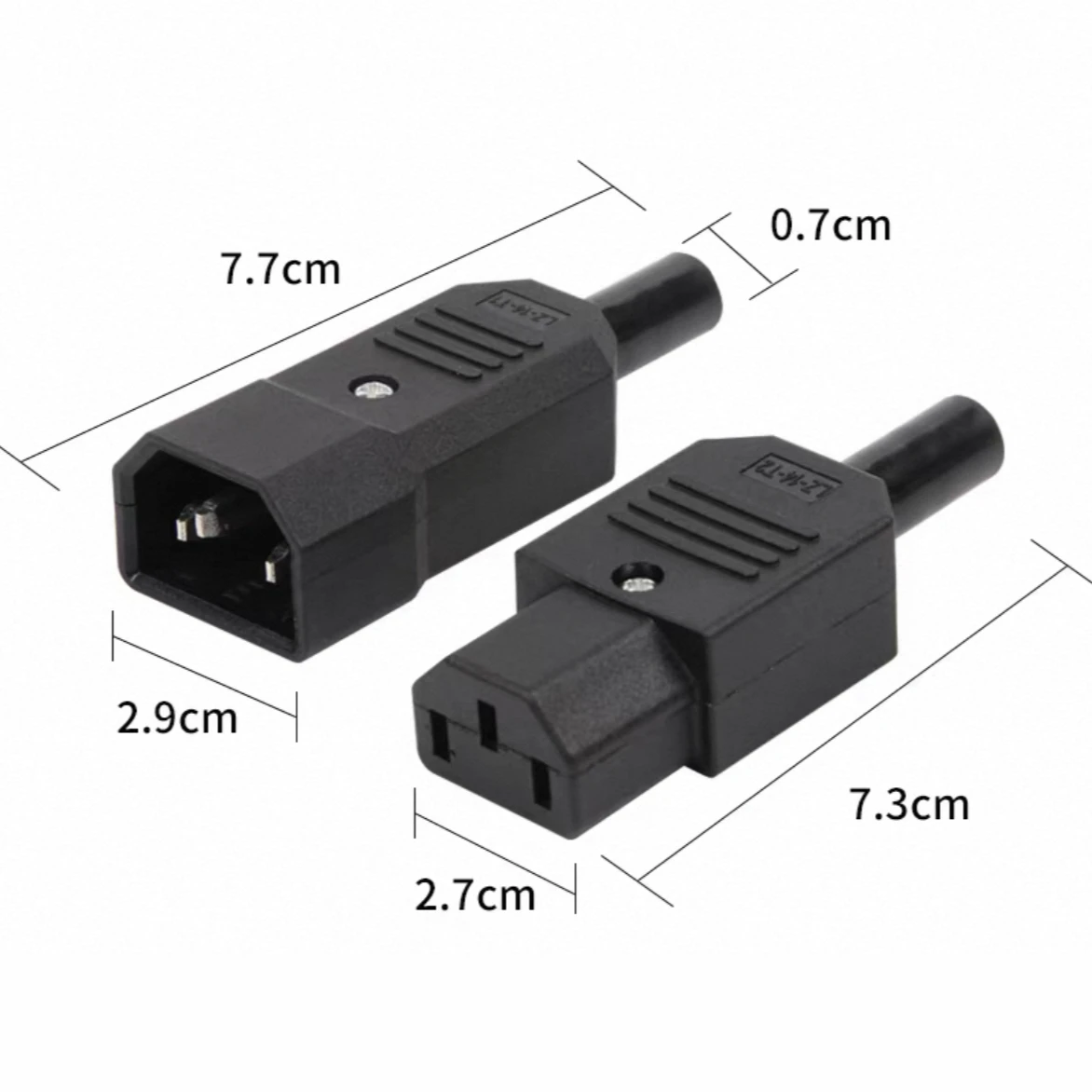 IEC Straight Cable Plug Connector C13 C14 10A 250V Black female&male Plug Rewirable Power Connector 3 pin AC Socket