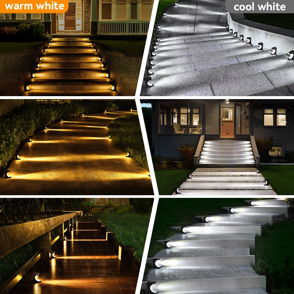 Outdoor Solar Stair Light Solar Step Lights IP65 Waterproof LED Light-sensitive Control Lamp Decoration For Patio Garden Yard