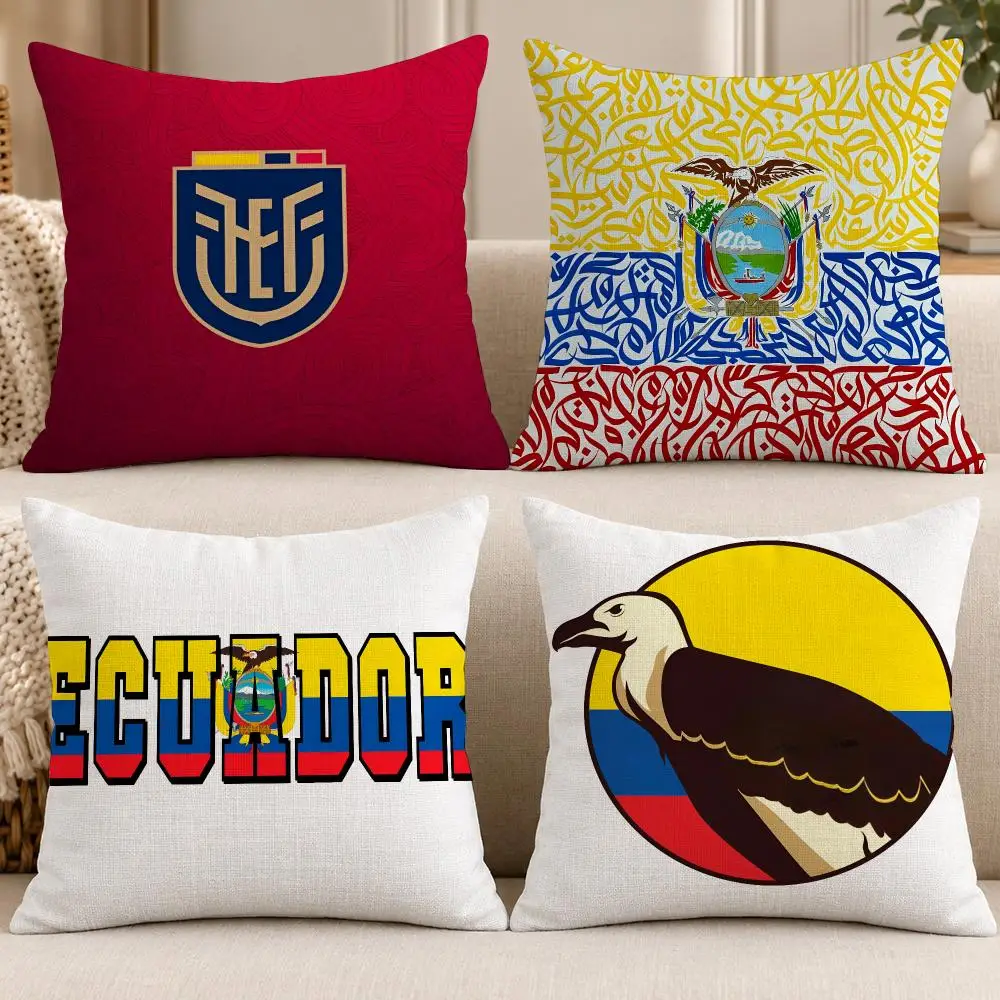 Flag National E-Ecuador Flag Cushion Cover Soft Short Cover Washable Sofa Bed Dorm Garden Home Office Chair Decor