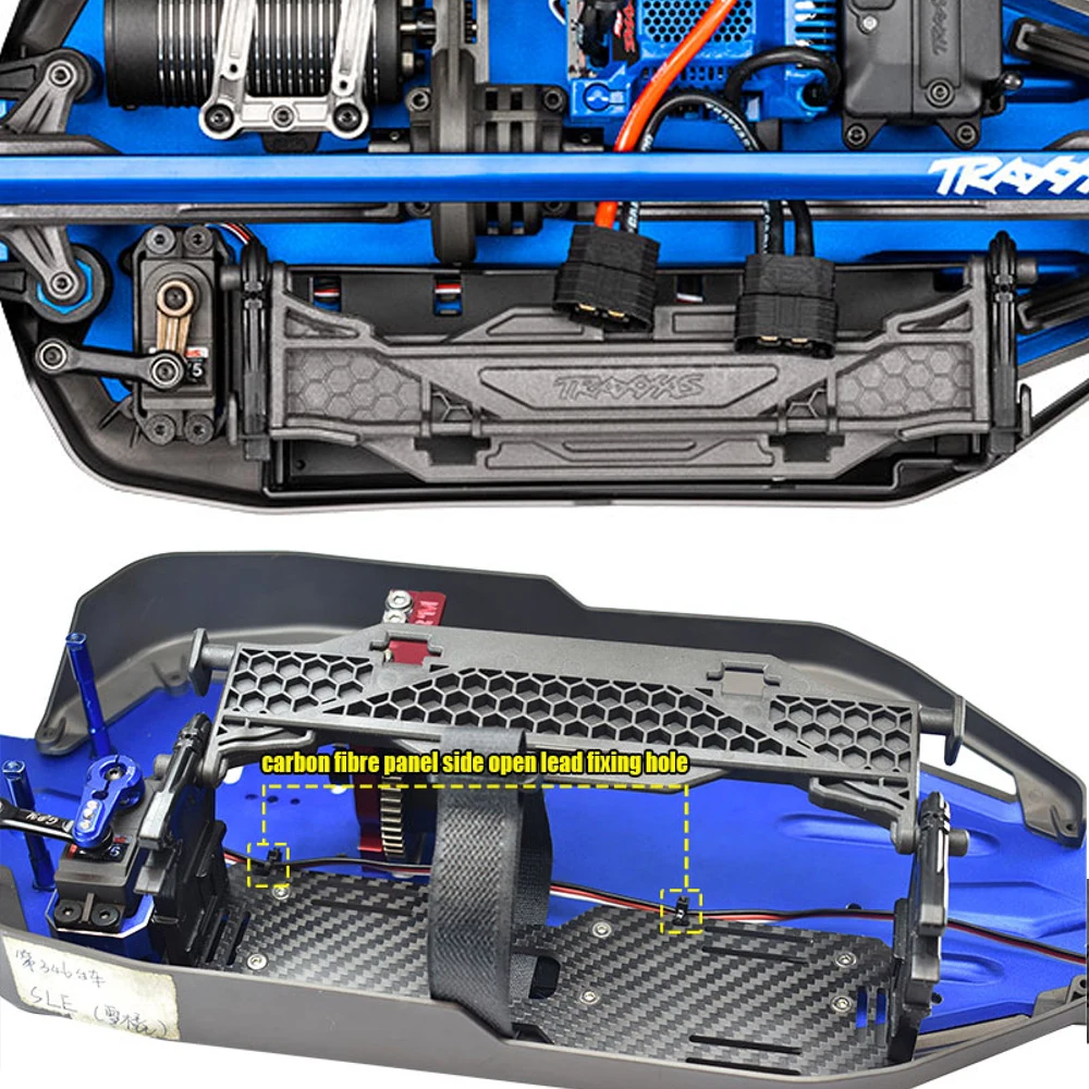 GPM for Traxxas 1/8 Sledge 6S 95076-4 RC Car Metal Carbon Fibre Servo Mount Battery Tray Box Battery Hold-down Retainer 9626