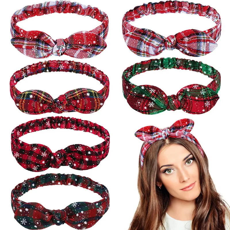 headband ladies plaid classic pattern elastic rabbit ears hairband tri-state jewelry knot hairband