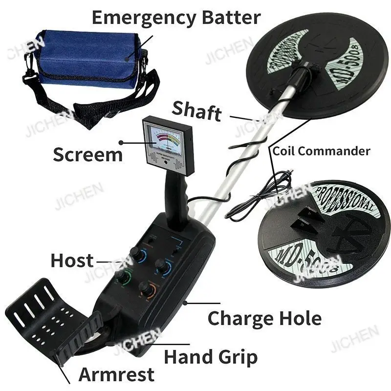 MD-5008 كاشف المعادن تحت الأرض حفار الذهب أقصى عمق الكشف 3.5 متر ، ملفين متضمنة ، سماعة رأس مؤشر اختيارية