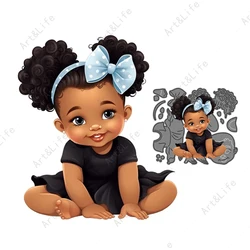 2024 New Arrival Cute Doll Black Baby gril Stencils Scrapbooking Cutting Dies For Making Album Festival Cards Embossing Die Cut