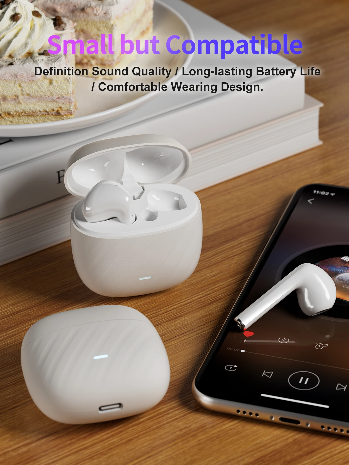 سماعات أذن Air Pro بلوتوث لاسلكية، سماعات صوت HiFi، سماعات أذن منخفضة الكمون مقاومة للماء لهاتف IPhone Android