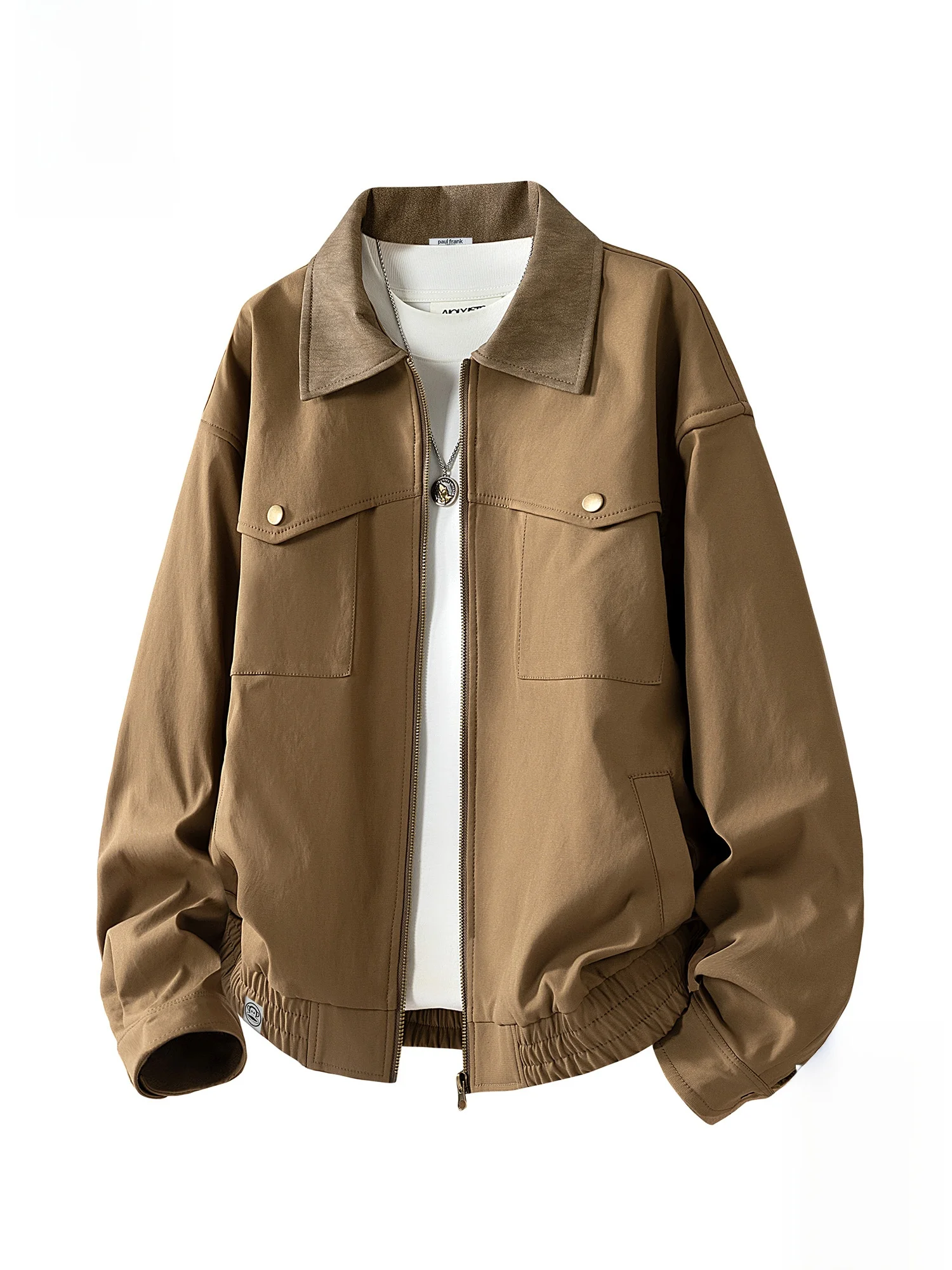 

Мужская зимняя повседневная куртка Paul Frank в стиле ретро свободного кроя с воротником, на молнии, с нашивками и анималистичным принтом