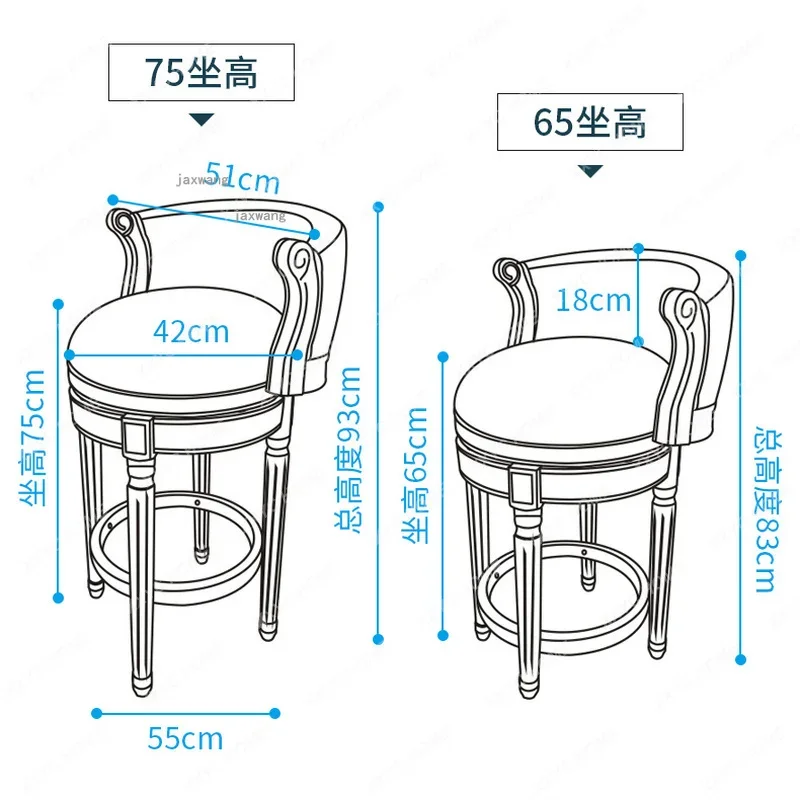 Silla de Bar de madera maciza de estilo europeo, muebles para el hogar, respaldo, taburete de Bar de pie alto, sillas giratorias de cuero para Hotel