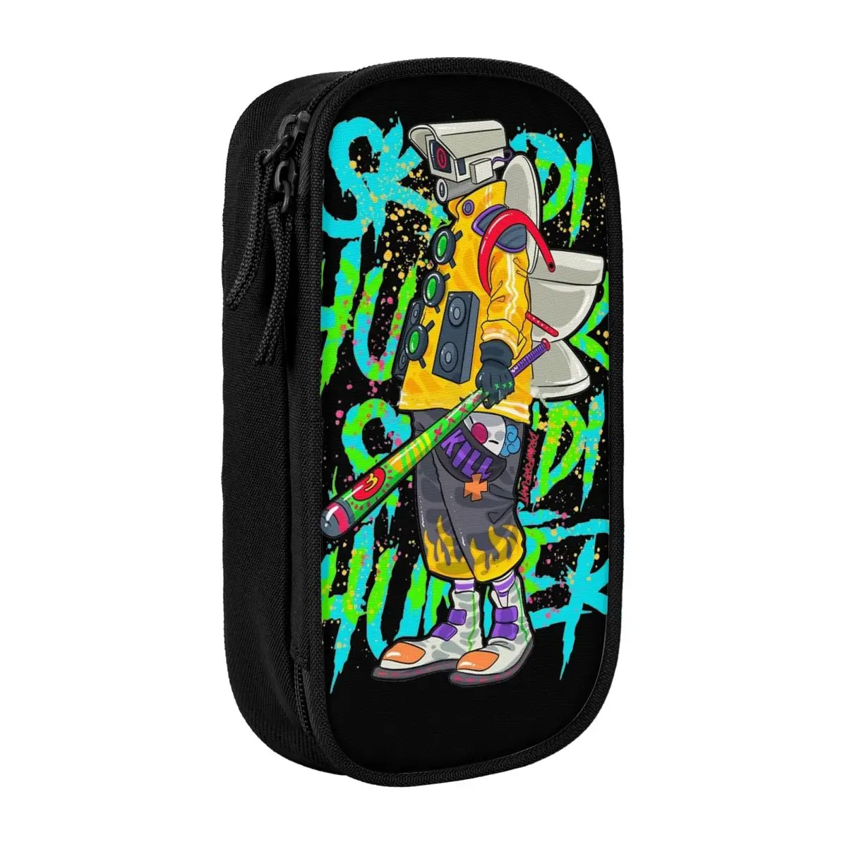 Skibidi المرحاض CCTV رجل الفن مقلمة حامل قلم رصاص أكياس الفتيات الفتيان سعة كبيرة مكتب سستة pencelcases