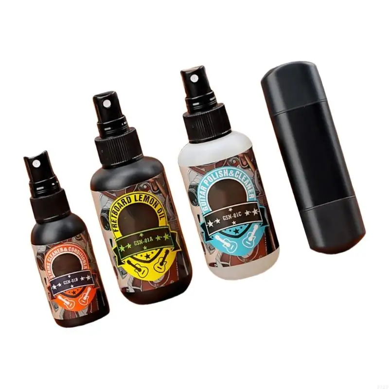 

PXPF Guitar Cleaner Sprays Set Fretboard Lemon Oil, Antirust Care Oil, Clean Polish Agent Guitar String Cleaner Tool