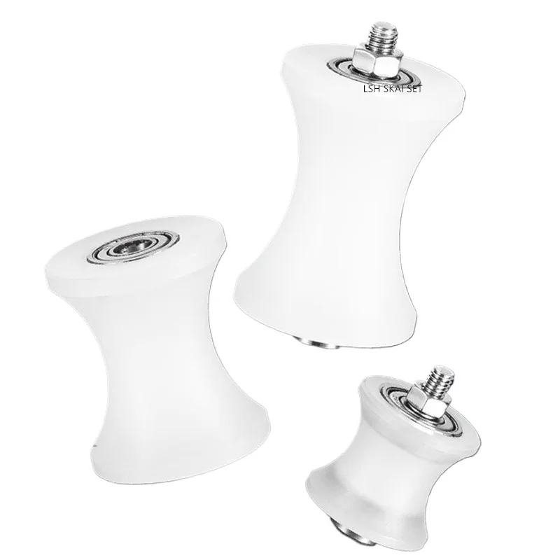 1pc White Plastic Roller Silent Bearing U-shaped Pulley Barn Door Drive Guide Wheel Round Pipe Bracket Wheel Handling Tool
