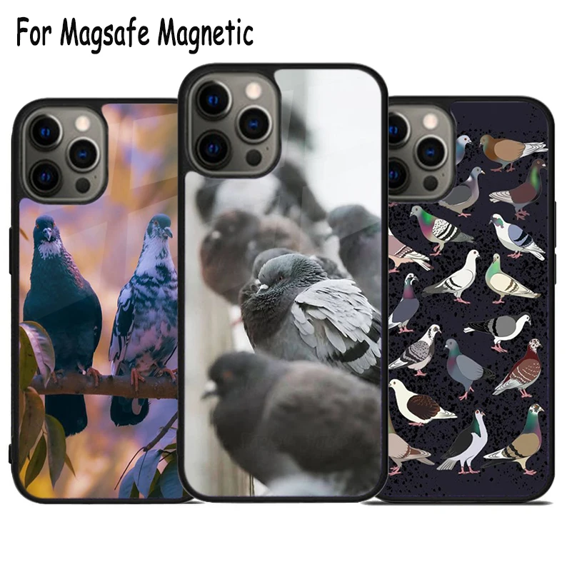 The Pigeons Wireless Charge Magsafe Phone Case For iPhone 15 16 14 13 11 12 Pro Max Plus Magnetic Bumper Cover