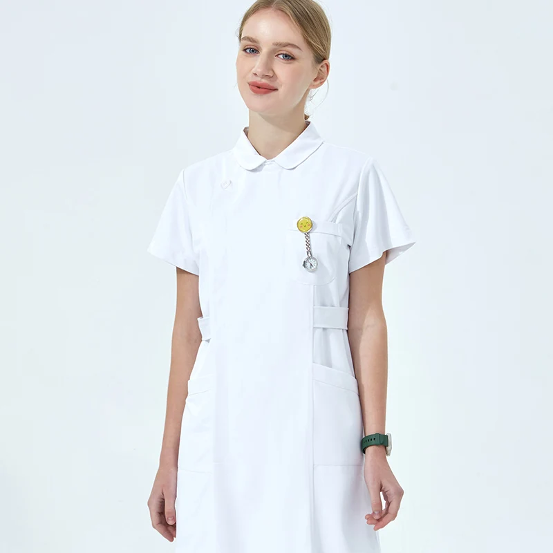 

Hot White Doctor Coat Pet Vet Hospital Anti-Wrinkle Buttoned Waist Lab Robe Sanitary Lab Coats for Healthcare Professionals 803