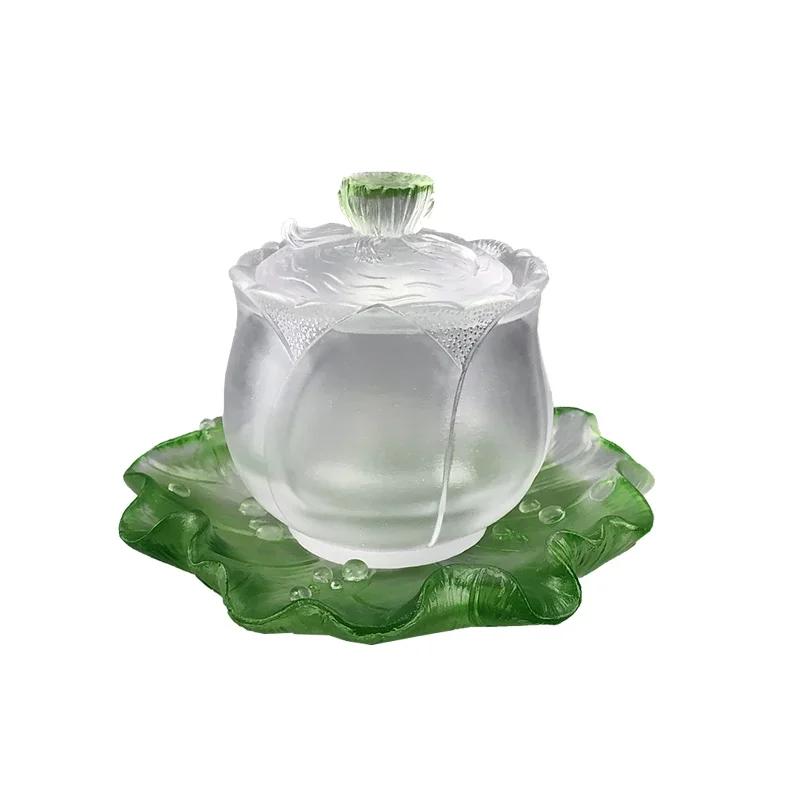 Customized Crystal Glass Buddha Cup Tea Cup Lotus Holy Water Cup For Temple