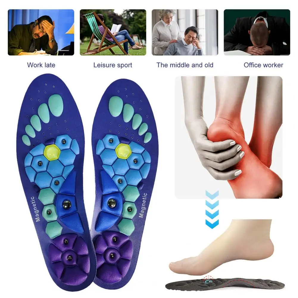 1 Pair Magnetic Acupressure Insoles Unisex Foot Arch Support Relieve Fatigue Orthopedic Insoles Sports Travel Workers Insoles