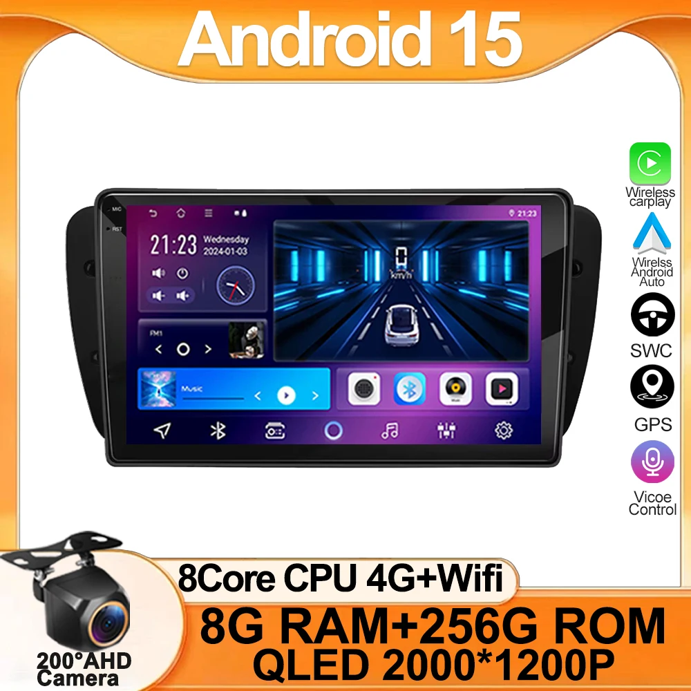 

9'' Android 15 Car Radio for Seat Ibiza MK4 6J 2009-2013 Multimedia Player CarPlay Android Auto GPS Bluetooth WIFI Car Head Unit