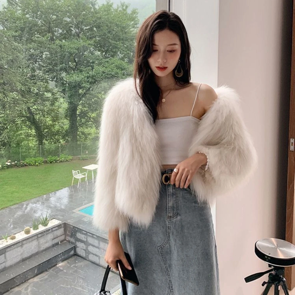 winter fox fur coat female short fall and winter imitation mink velvet whole fur coat fashionable versatile winter coat women