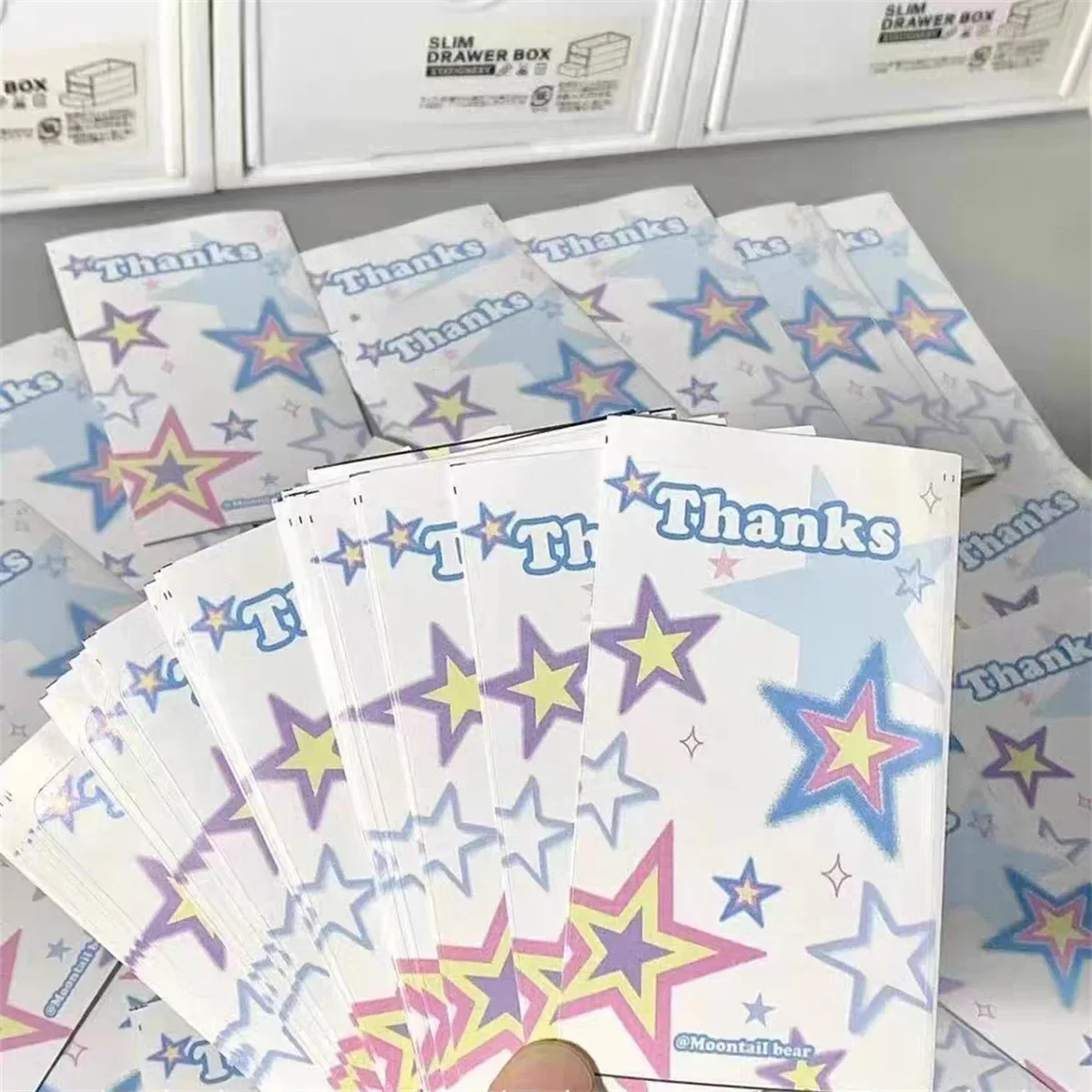 100Pcs Cartoon Color Star Thank You Stickers Bubble Mailer Express Box Sealing Stickers Small Business Goods Gift DIY Packaging