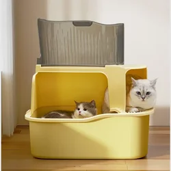 Fully Enclosed Cat Litter Box, Large Corridor Sandbox, Double Layer Flip Toilet, Safety Material Supplies for Pet