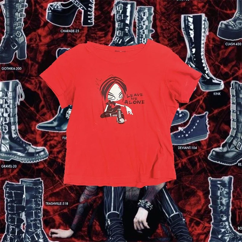 Gothic ästhetische Vintage Straße Frauen Brief druck Grunge T-Shirt y2k Kleidung ästhetische niedliche schlanke Ernte Top Baby T-Shirt 2000s E-Girl