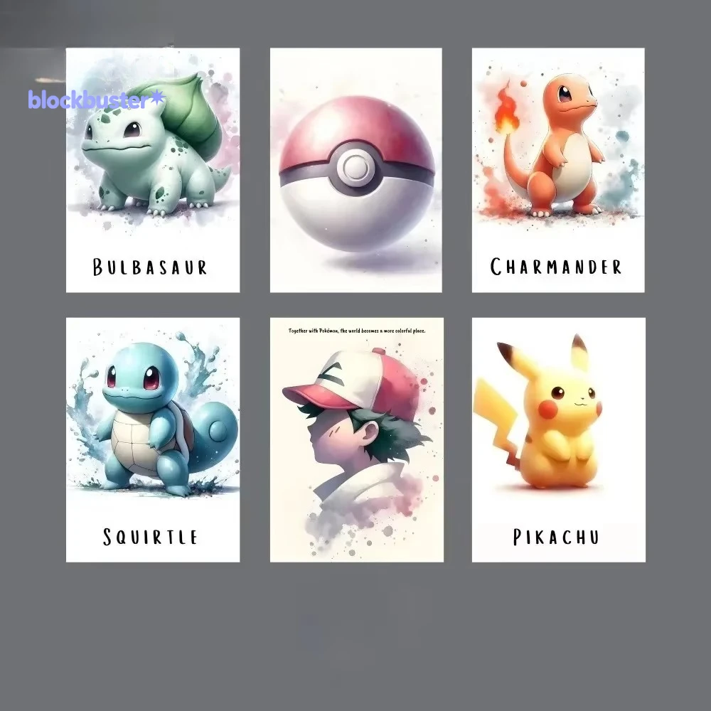 Arte Mural en Pintura de Diamantes Pokémon con Diseño Acuarela, Pikachu y Ash Ketchum, Sin Marco, Decoración de Pared para Hog