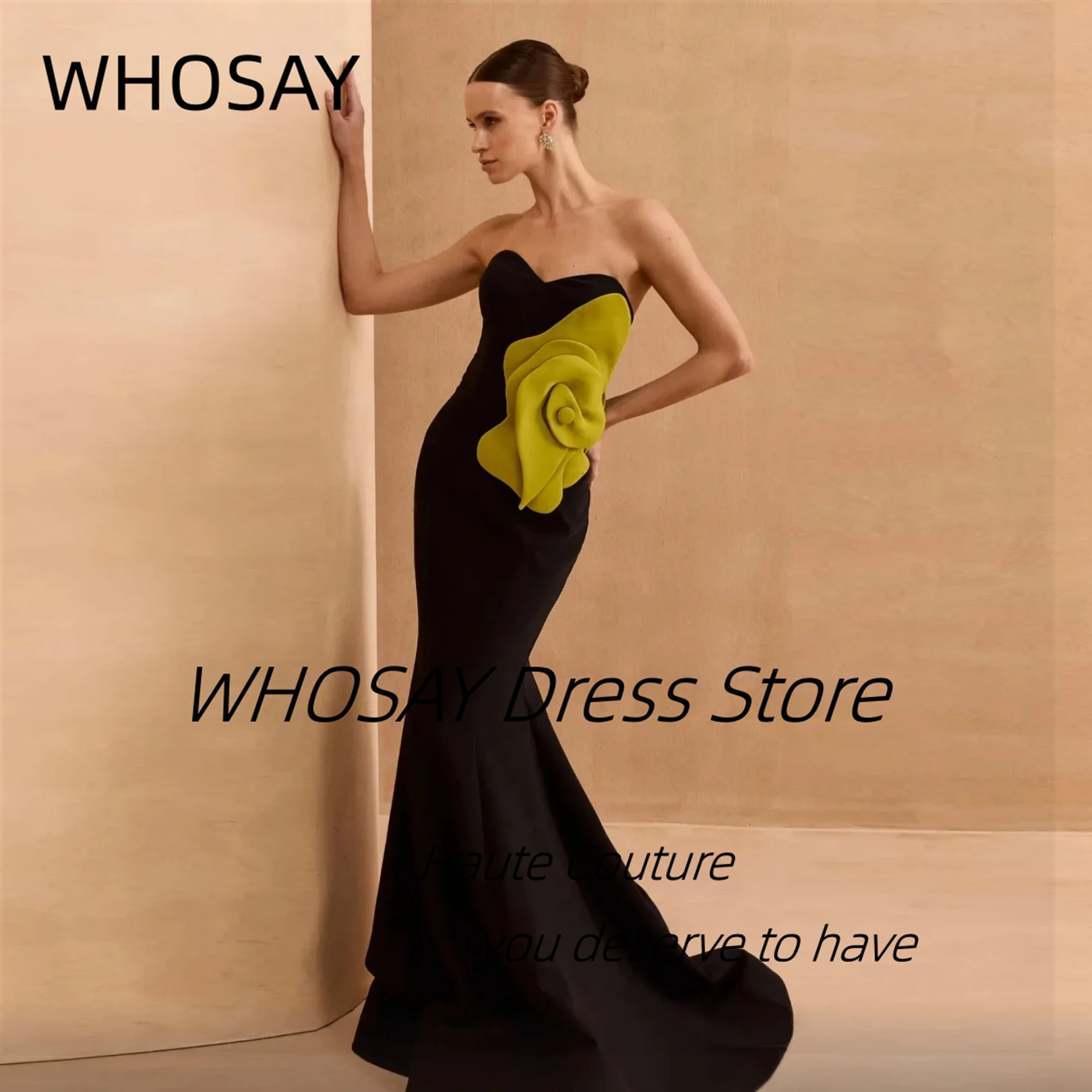 

WHOSAY Black Mermaid Prom Dresses Sweetheart Elegant Party Dress Woman Wear Long Maid of Honor Wedding Banquet Evening Gowns