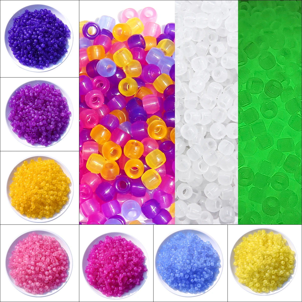 100 Stück Acryl 6x8mm UV-Dazzle Leuchtende Runde Perlen Mode DIY Acrylperlen Armband Halskette Perlenmaterial Zubehör – Detail 4