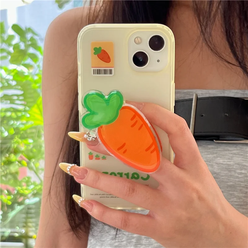 

Fashion Cute Carrot Phone Case For iPhone 16 Pro 13 15 14 Pro Max Protective Cases with Holder Hard Covers Girls