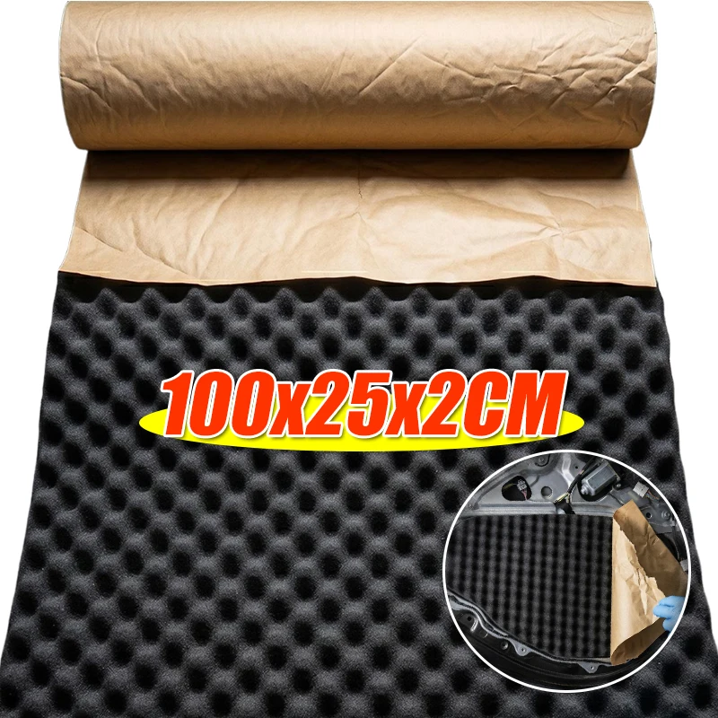 Car Hood Insulation Silent Cotton Noise Insulation Car Sound Deadener Acoustic Dampening Foam Subwoofer Mat 100x25x2cm