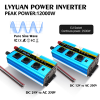 LVYUAN Pure Sine Wave 12000W Inverter DC 12V 24V To AC 220V Transformer Power Converter Solar Car Inverter