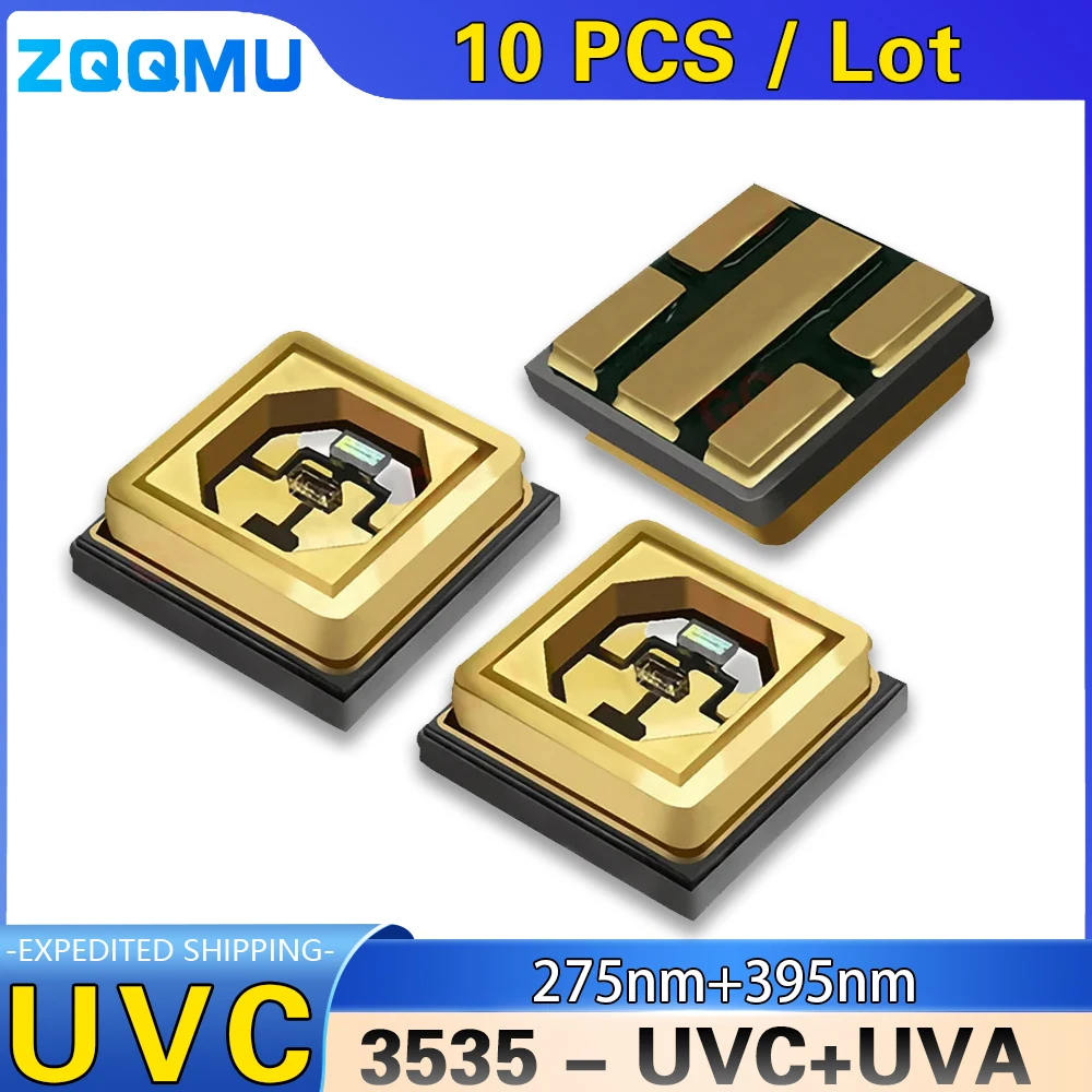 10 sztuk 1-3W głębokie UV 3535 lampa bakteriobójcza 275nm + 395nm UVC + UVA dwuzakresowy LED sterylizacja ultrafioletowa i dezynfekcja koraliki do lampy