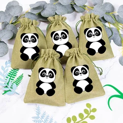 5pcs cute panda Gift Bags animal Zoo themed boy girl wild one 1st 2nd 3rd 4th 5th Birthday party baby shower decoration Favor