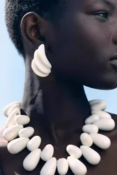 HUANZHI Simple Irregular White Black Fan-shaped Resin Geometric Earrings for Women Girls Summer Beach 2024 New