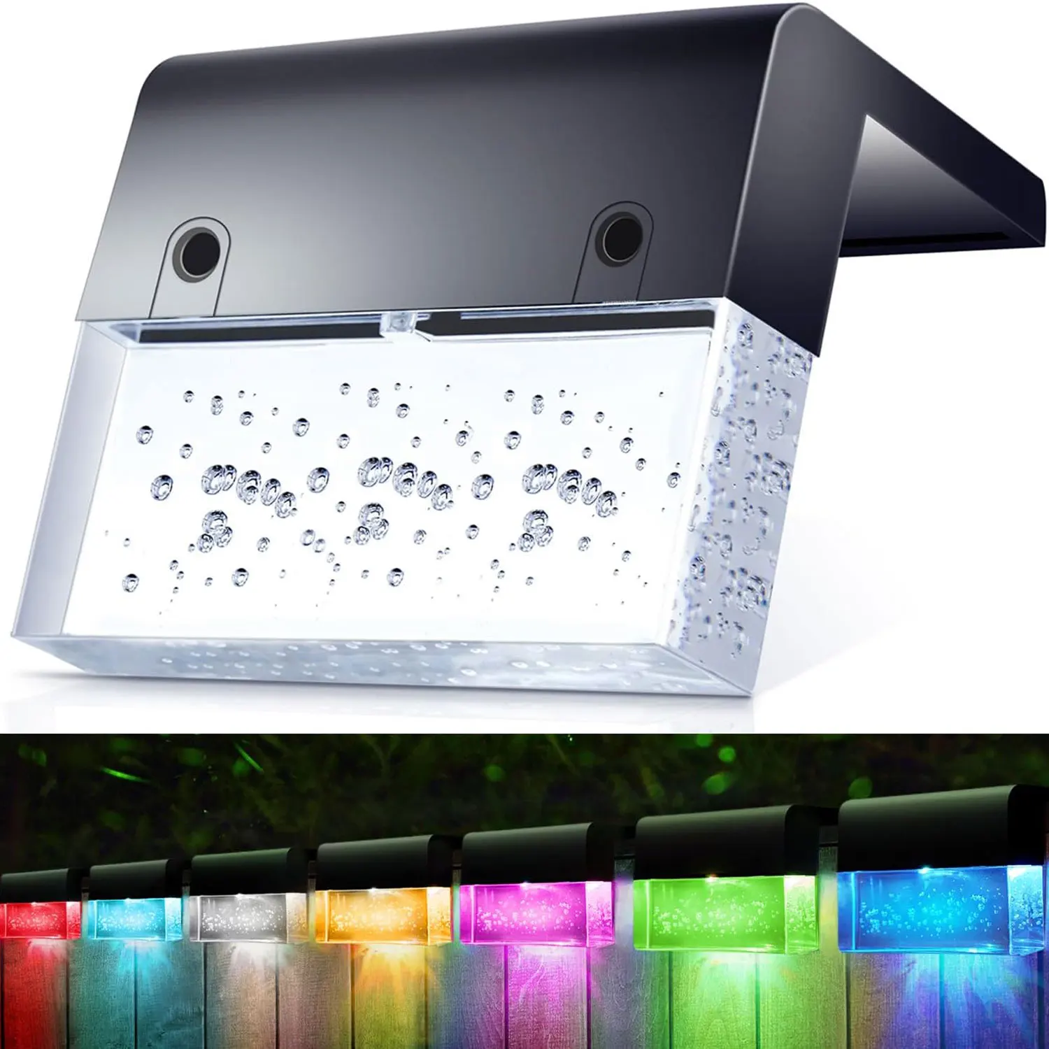 Zonne-Energie Hekwerk Buiten Waterdichte Kleur Gloed En Warm Wit Acryl Led Aangedreven Dek Paalkap Patio Tuin Decoratieve Lamp